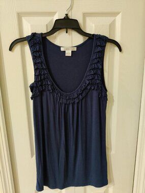 August Silk Women's Blue Ruffle Tank Top Small